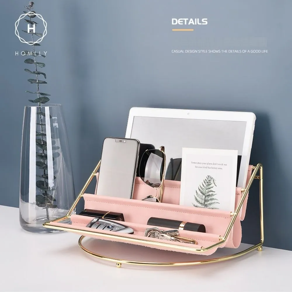 Homlly Keii Gold Multi Leather Layer Desk Organizer Shelf