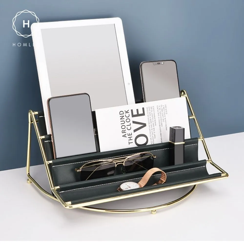 Homlly Keii Gold Multi Leather Layer Desk Organizer Shelf