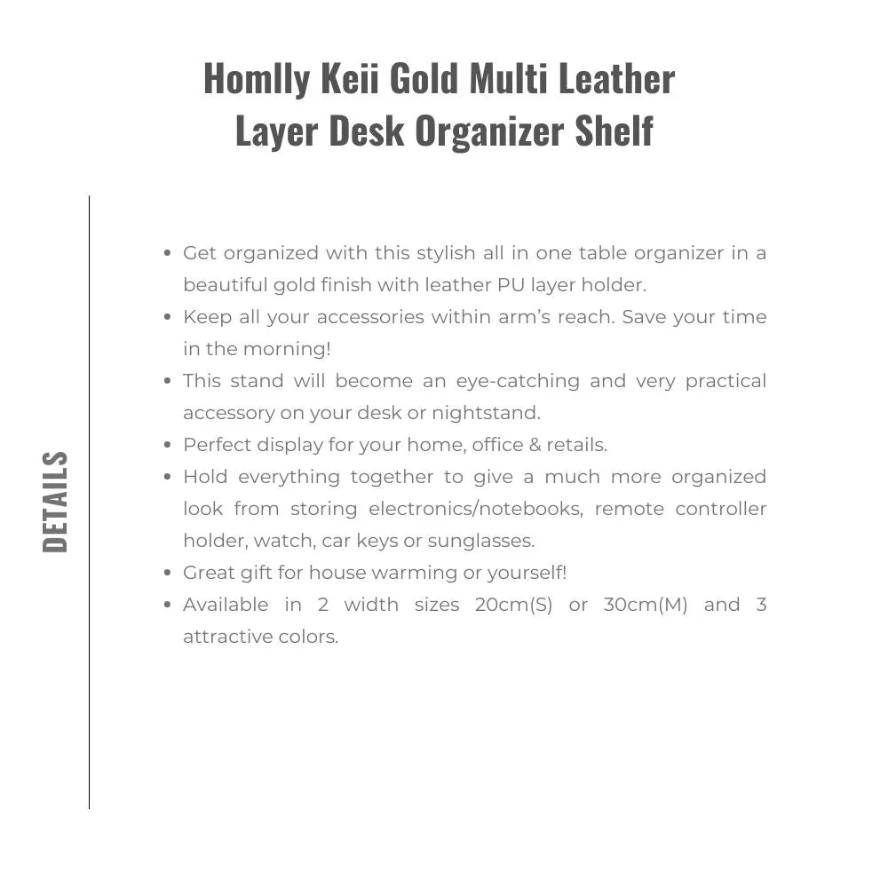 Homlly Keii Gold Multi Leather Layer Desk Organizer Shelf