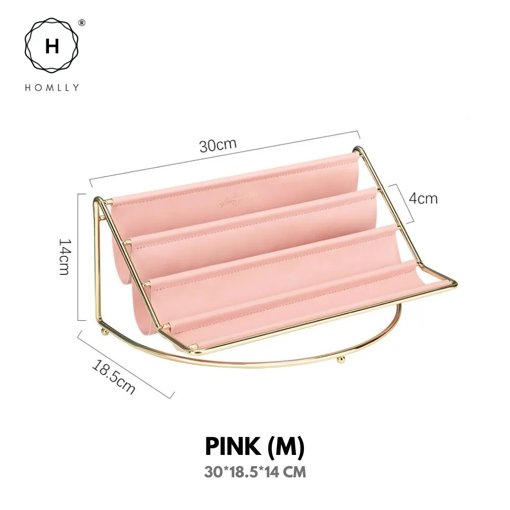 Homlly Keii Gold Multi Leather Layer Desk Organizer Shelf