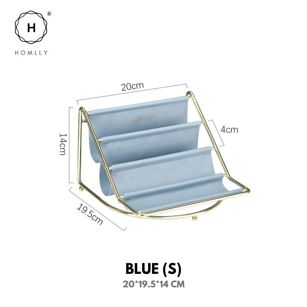 Homlly Keii Gold Multi Leather Layer Desk Organizer Shelf
