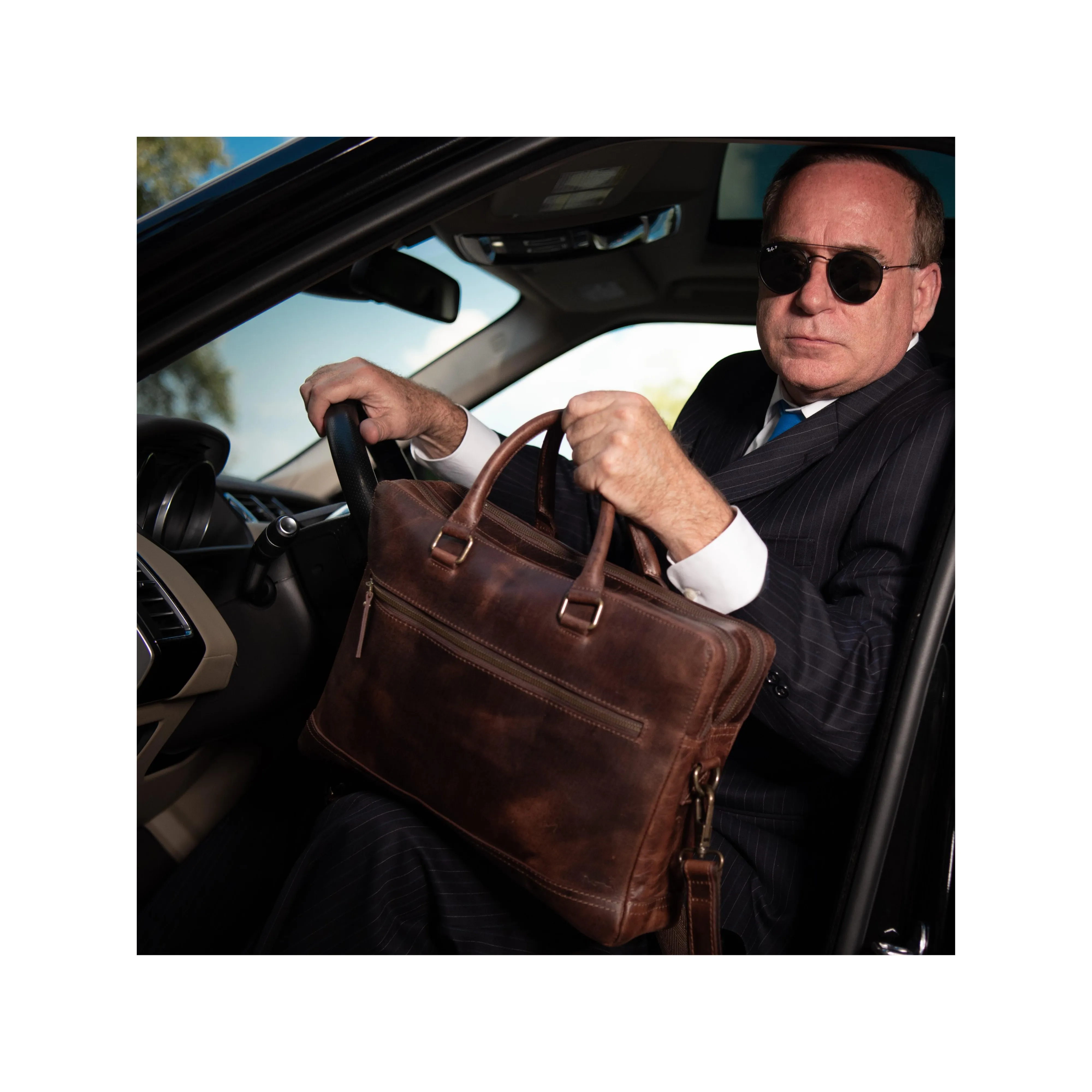 Indigo Buffalo Leather Briefcase