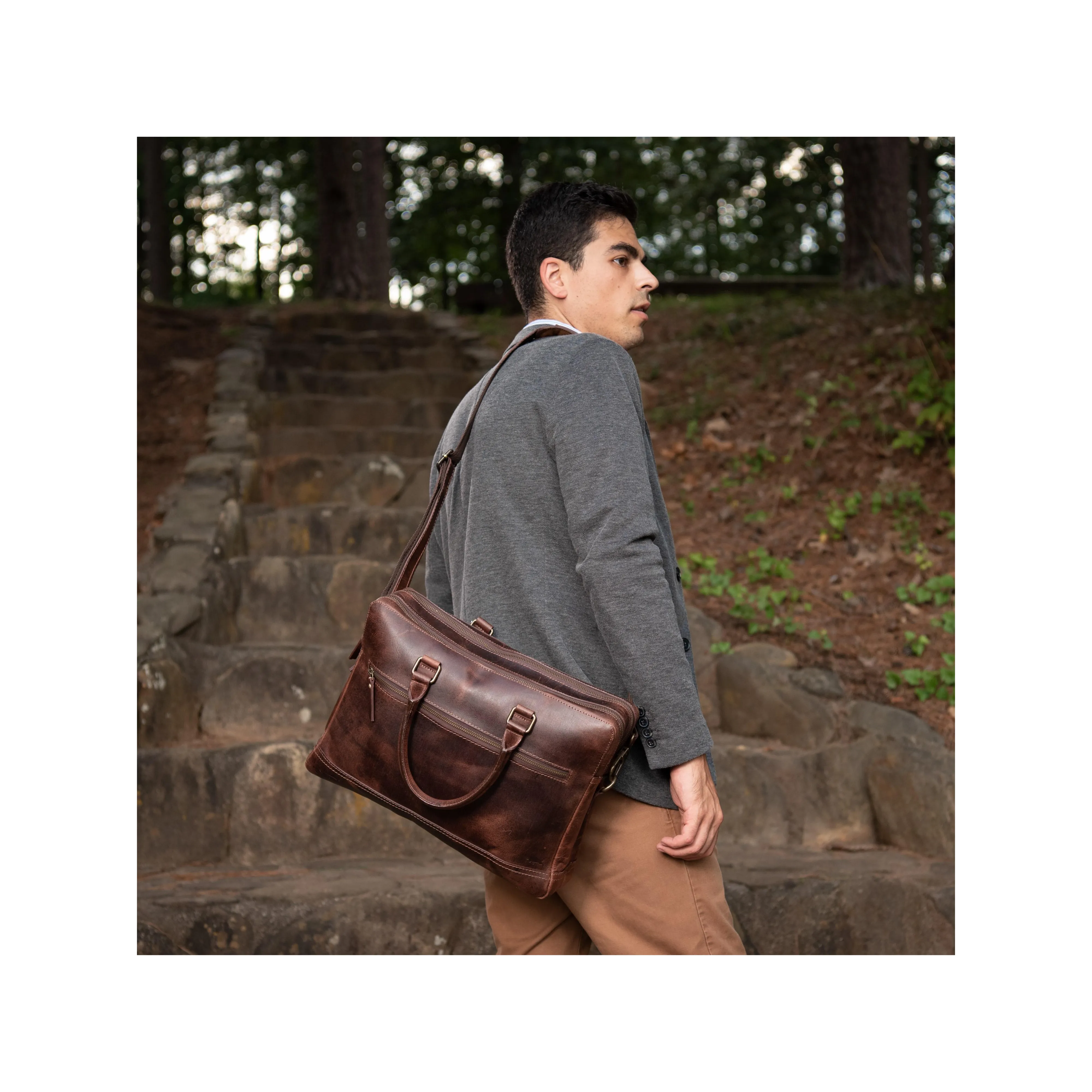 Indigo Buffalo Leather Briefcase