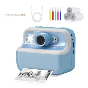 Instant Print Camera for Kids, Dual-Lens 48MP Digital Camera 2.4 Inch Screen with 3 Rolls Paper, Blue