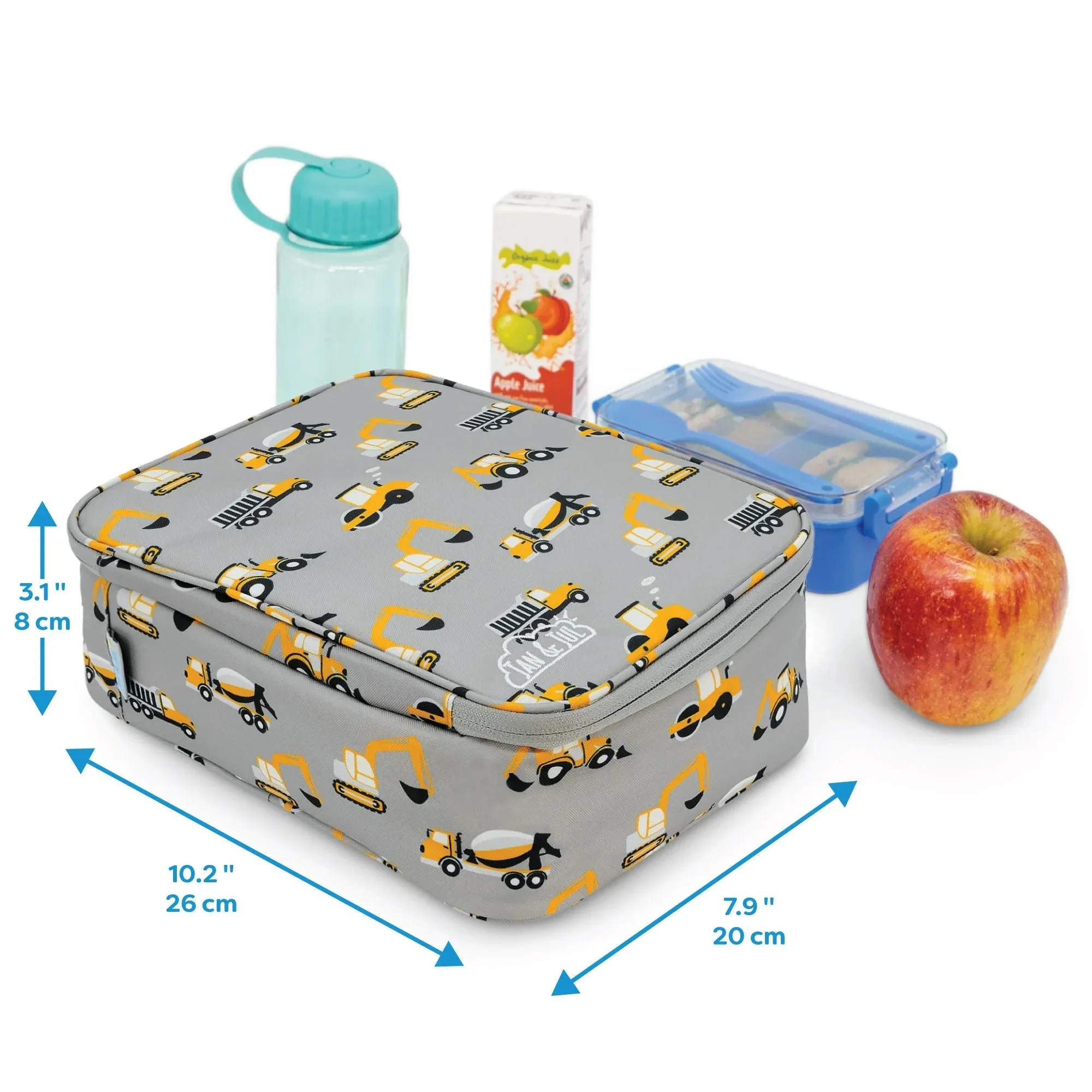 Jan & Jul Kids Lunch Bag - Grey Construction