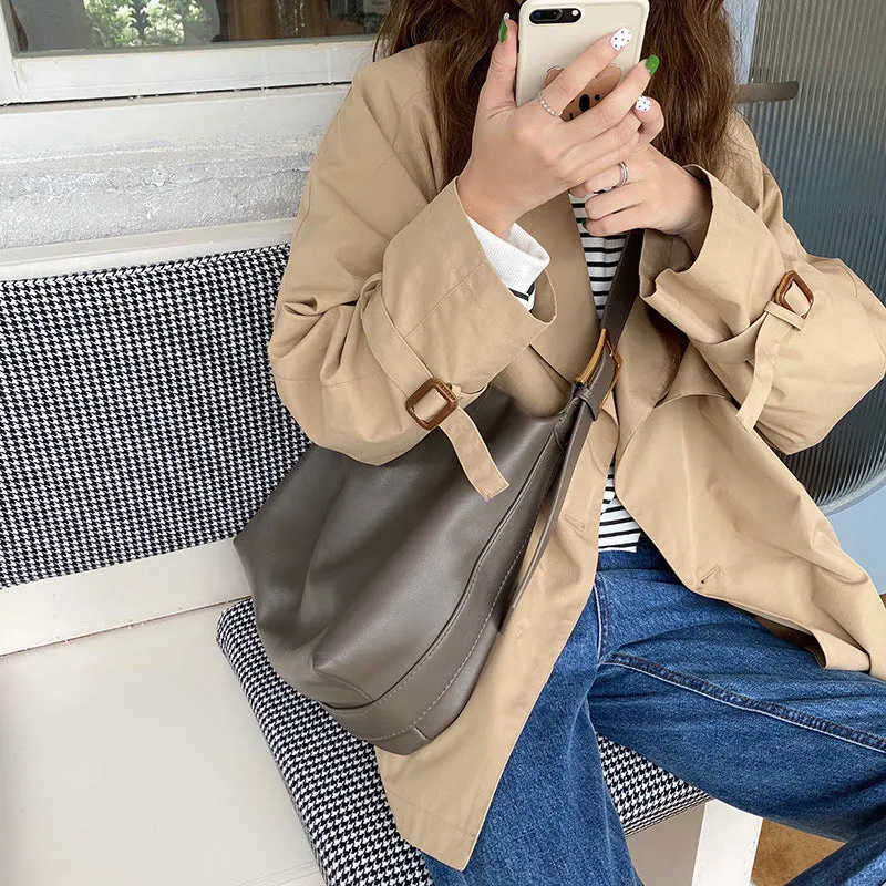 Korean Style Daily Soft Collapse Minimalist Big Shoulder Bags
