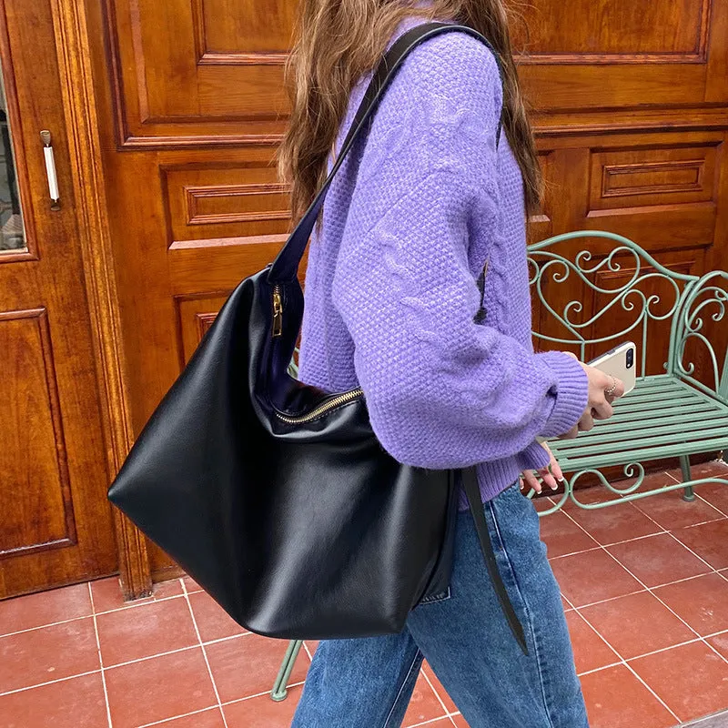 Korean Style Daily Soft Collapse Minimalist Big Shoulder Bags