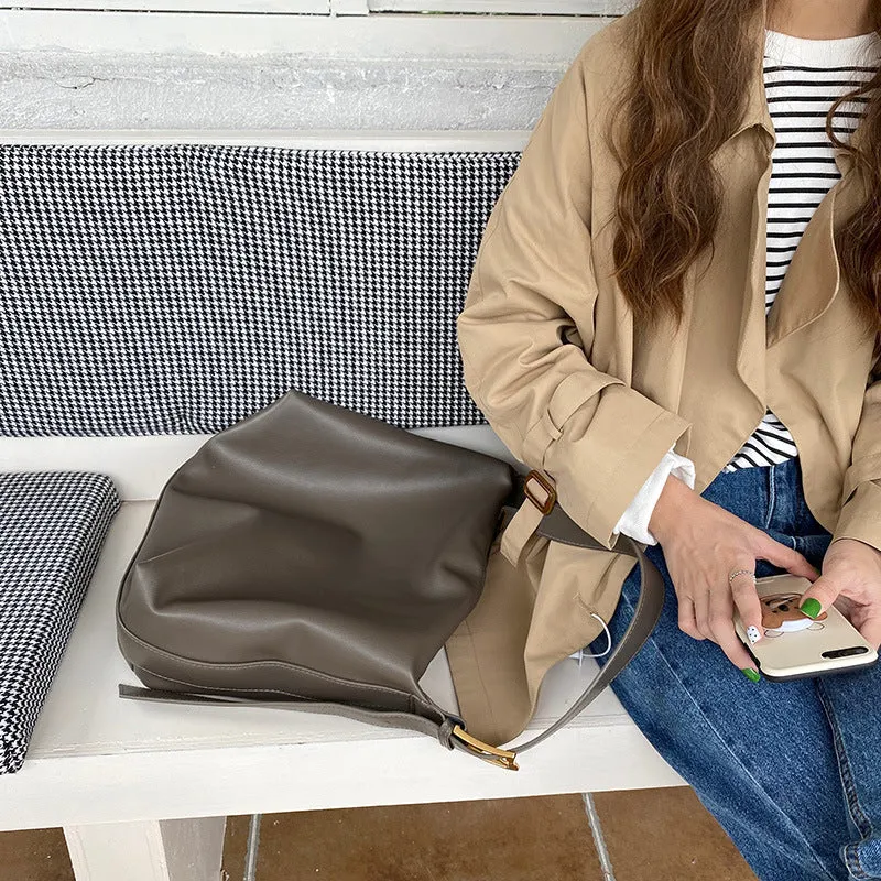 Korean Style Daily Soft Collapse Minimalist Big Shoulder Bags