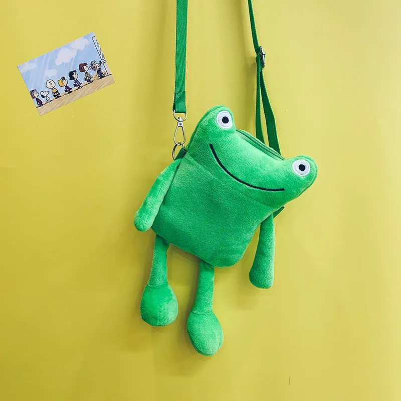 Korean Style Funny Frog Cartoon Doll Crossbody Bags