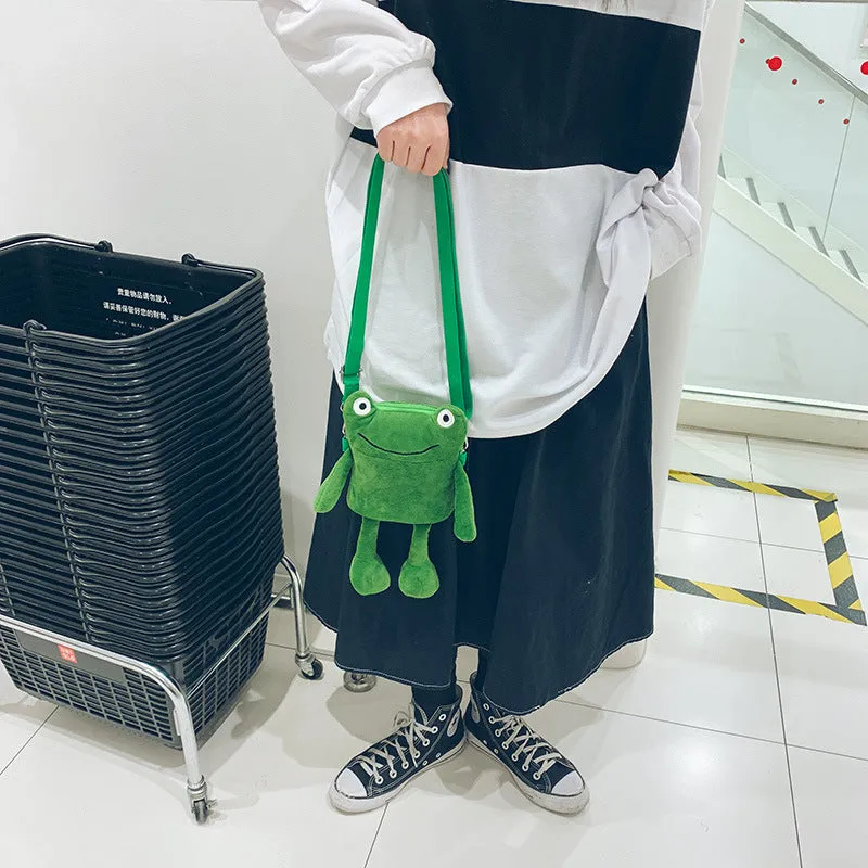 Korean Style Funny Frog Cartoon Doll Crossbody Bags