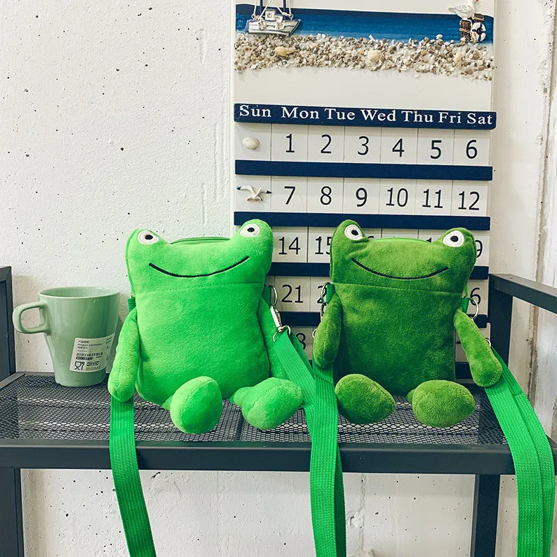 Korean Style Funny Frog Cartoon Doll Crossbody Bags