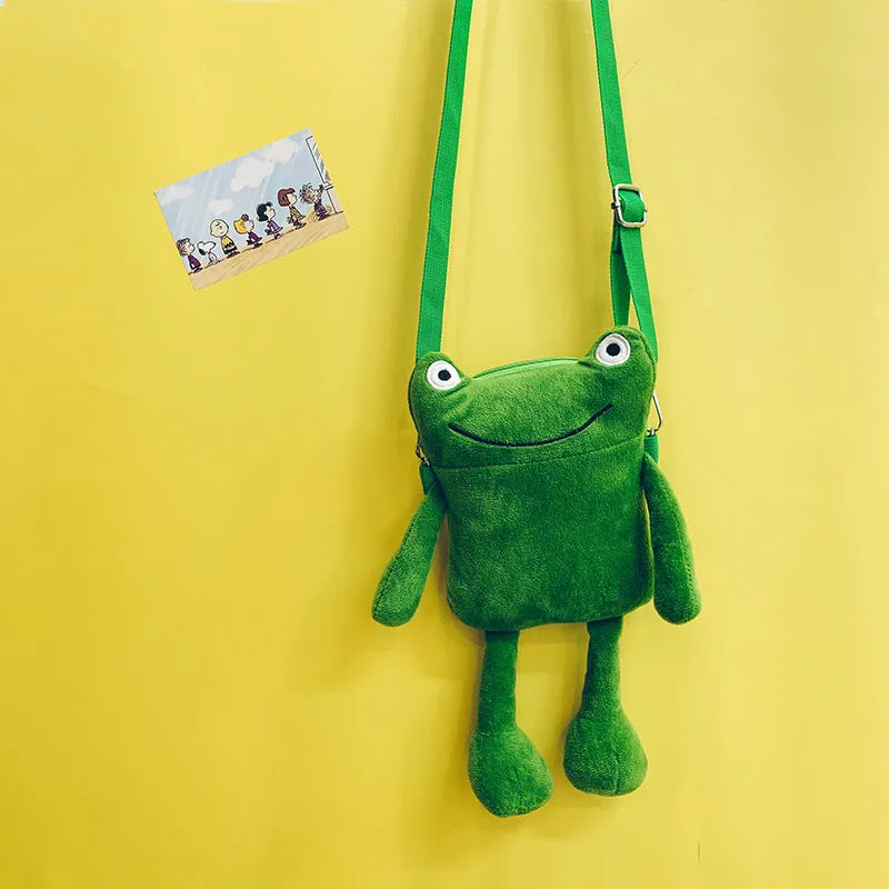 Korean Style Funny Frog Cartoon Doll Crossbody Bags