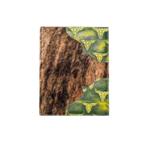 Large Notepad Cover - Brindle w/ Mountain View Skulls