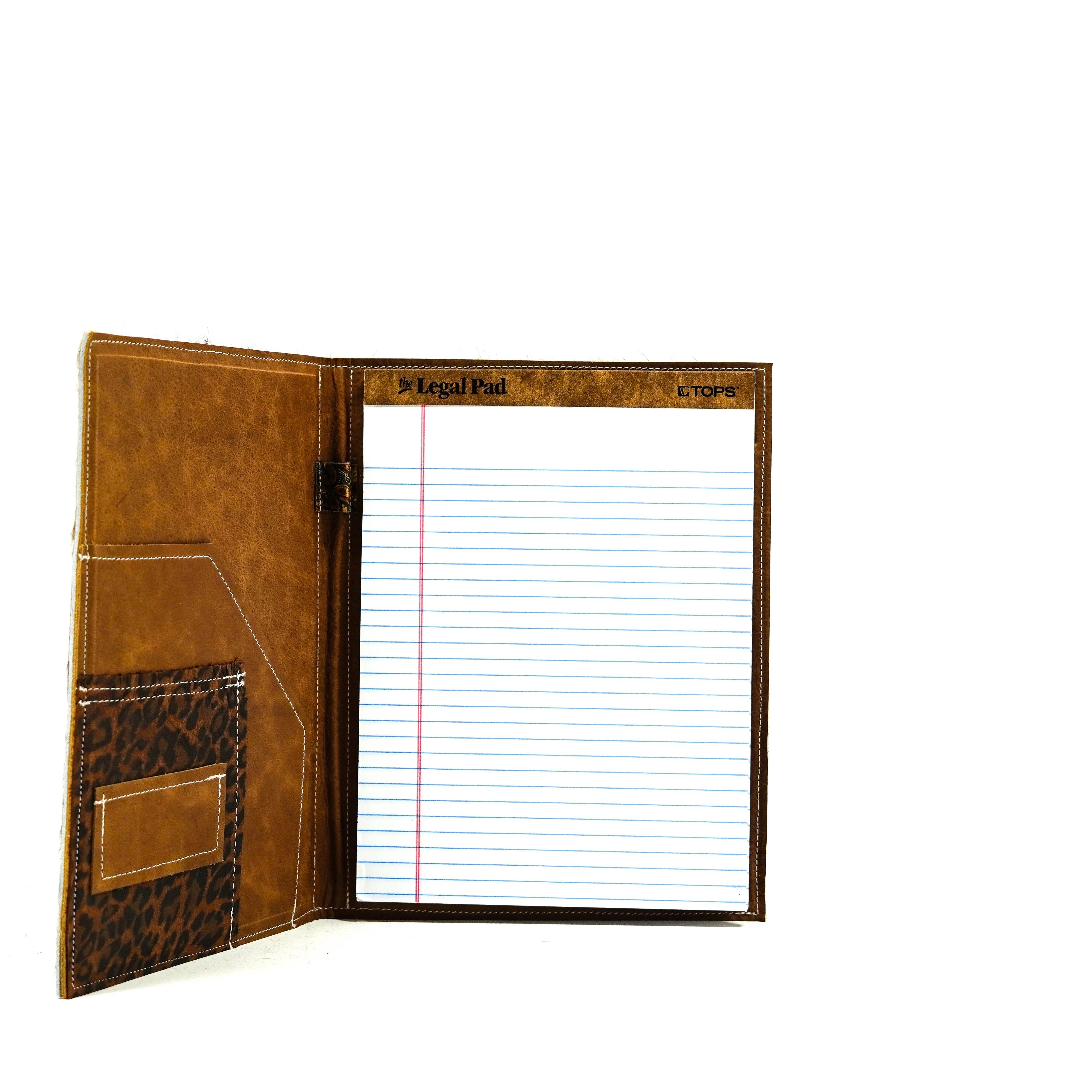 Large Notepad Cover - Exotic Brindle w/ Leather Decal