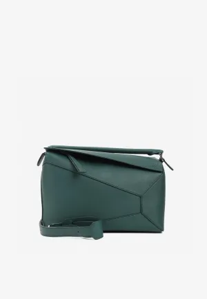 Large Puzzle Leather Top Handle Bag