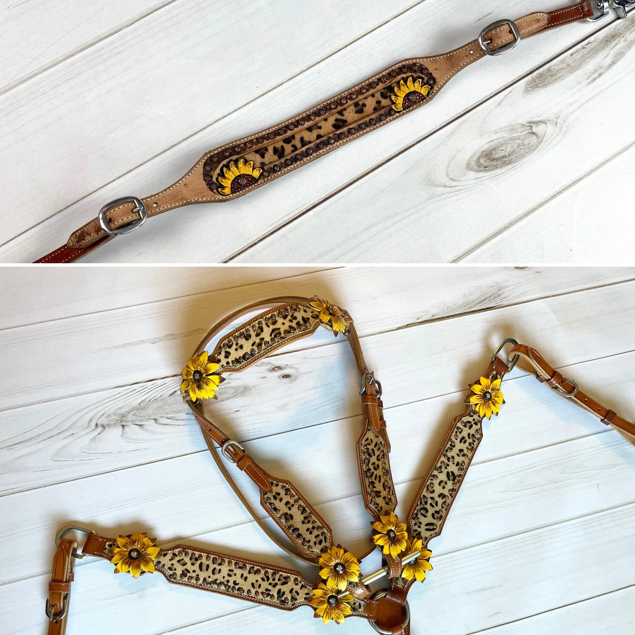 Leopard with Sunflower Leather Flowers