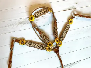 Leopard with Sunflower Leather Flowers