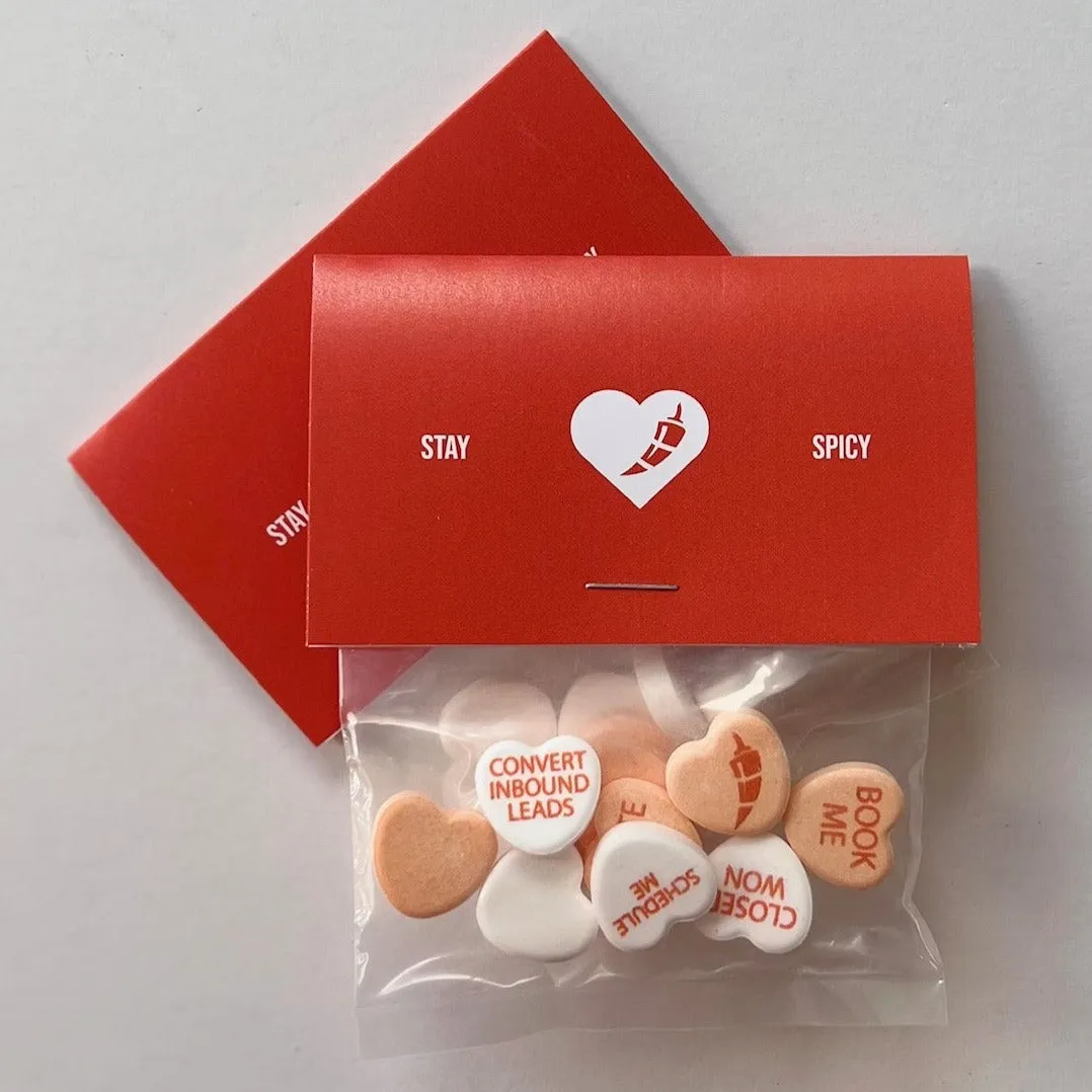 Logo Candy Hearts Personalized Bags - 8 Candies Per Bag (100 Bag Minimum)
