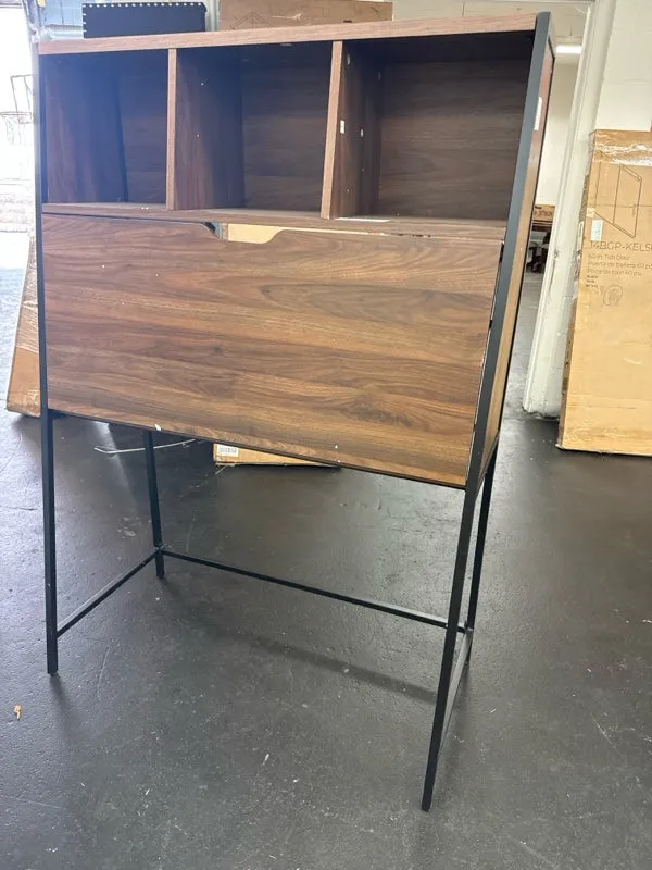 Loring Secretary Desk with Hutch and Charging Station Walnut - Threshold: Home Office Furniture, Writing Space - new
