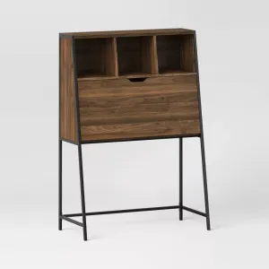 Loring Secretary Desk with Hutch and Charging Station Walnut - Threshold: Home Office Furniture, Writing Space - new