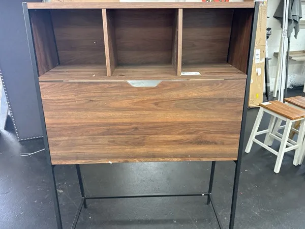 Loring Secretary Desk with Hutch and Charging Station Walnut - Threshold: Home Office Furniture, Writing Space - new