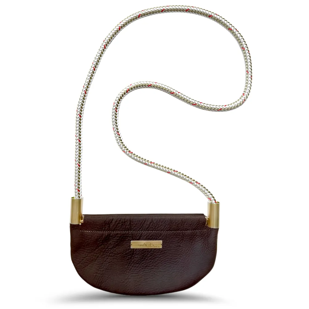 Oyster Shell Bag in Brown Leather