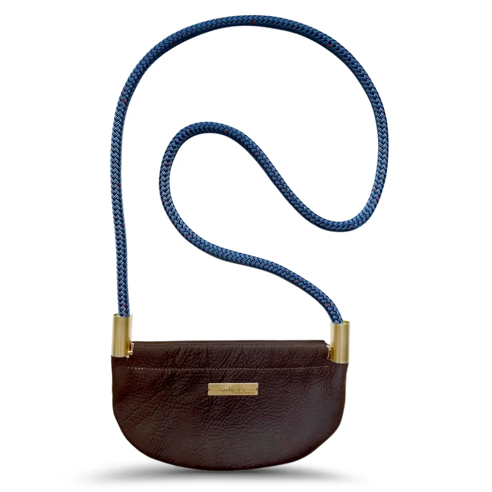 Oyster Shell Bag in Brown Leather