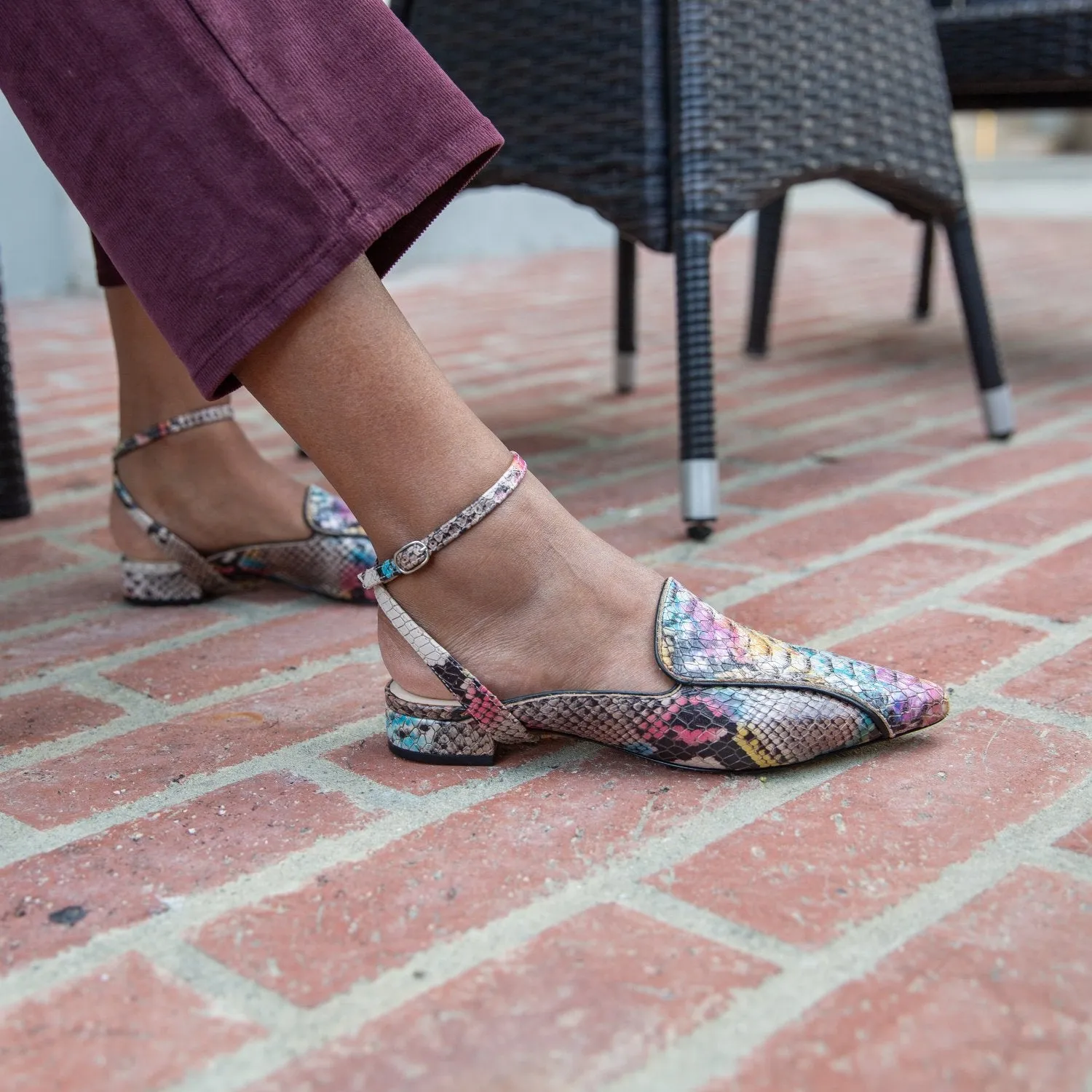 Painted Snake Pointed Loafer   Marilyn Strap