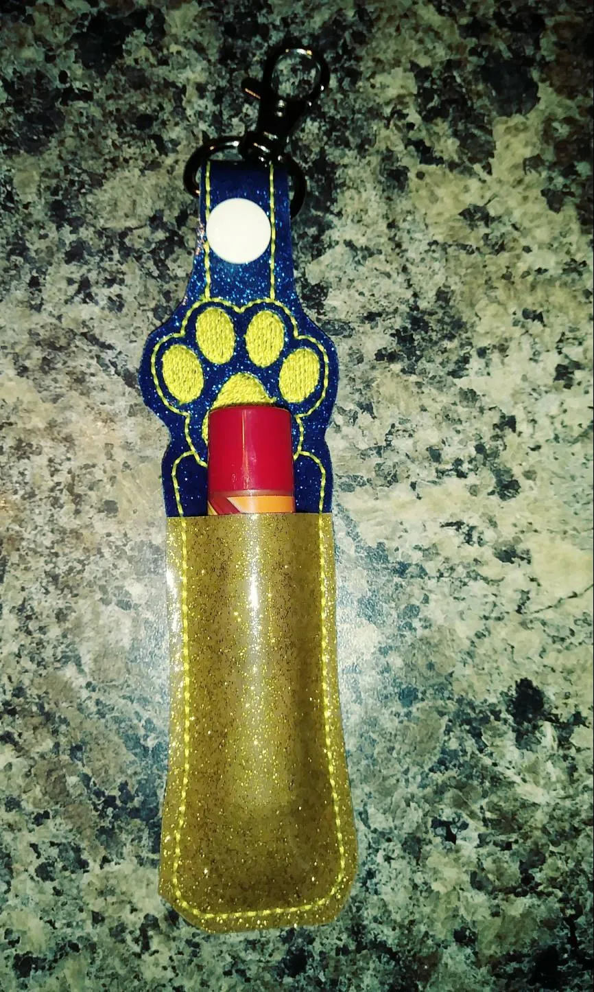 Paw print - lip balm holder - party favor - school spirit - flash drive holder - stocking stuffer - school colors - birthday party - bulldog