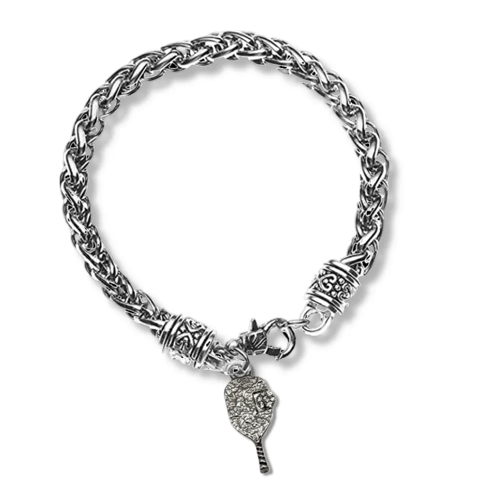 Pickleball Antique Rope Charm Bracelet