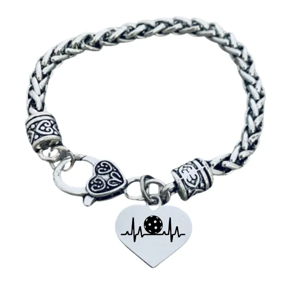 Pickleball EKG Charm Bracelet