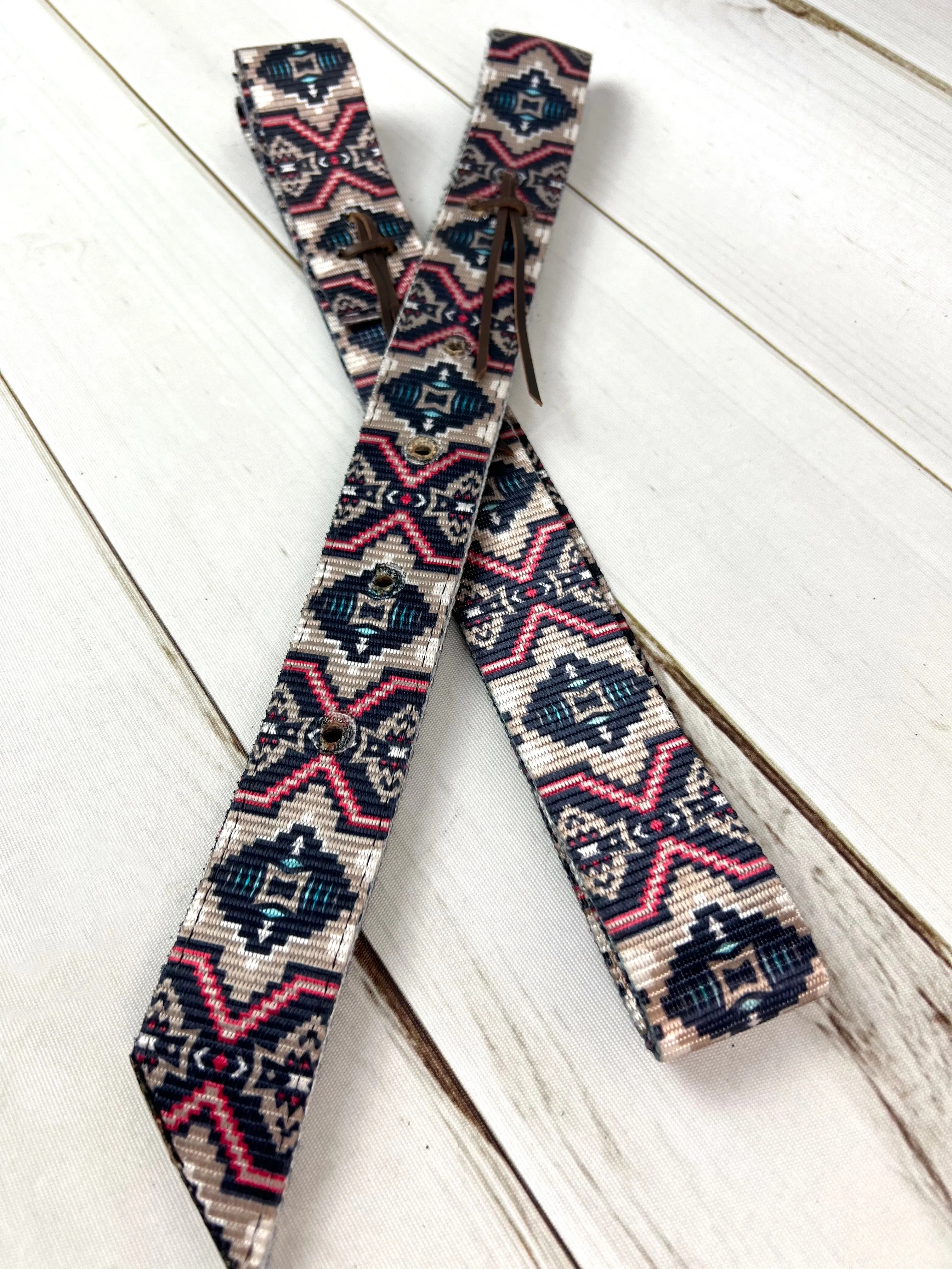 Pink, Grey and Blue Pattern Cinch Strap Set