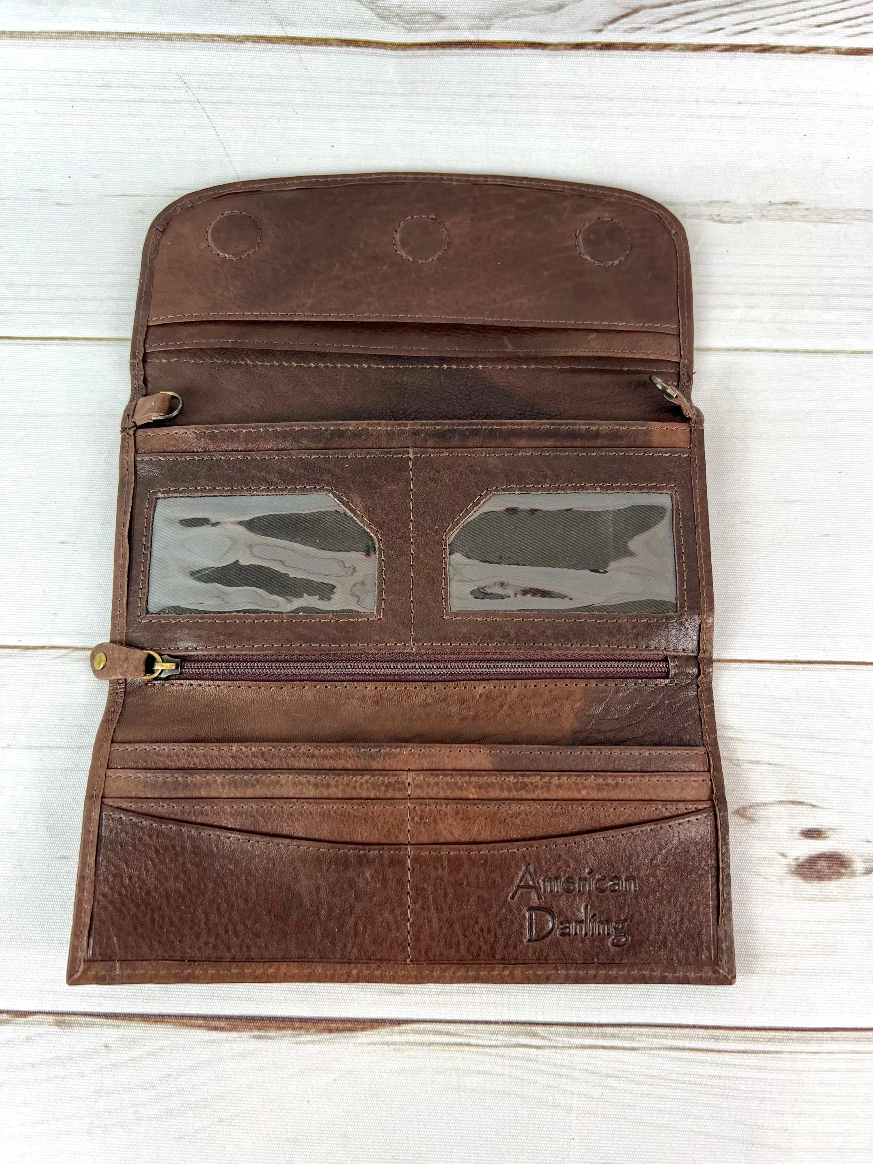 Powell Tooled Sunflower White Feather Wallet