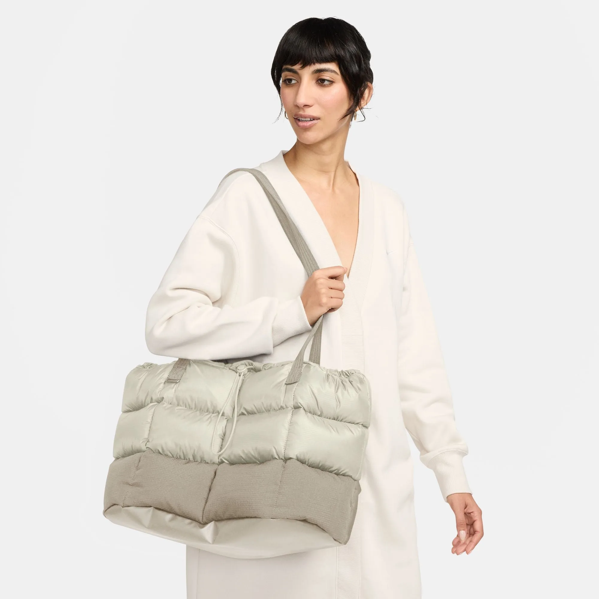 PUFFLE TOTE BAG "LT OREWOOD BRN"
