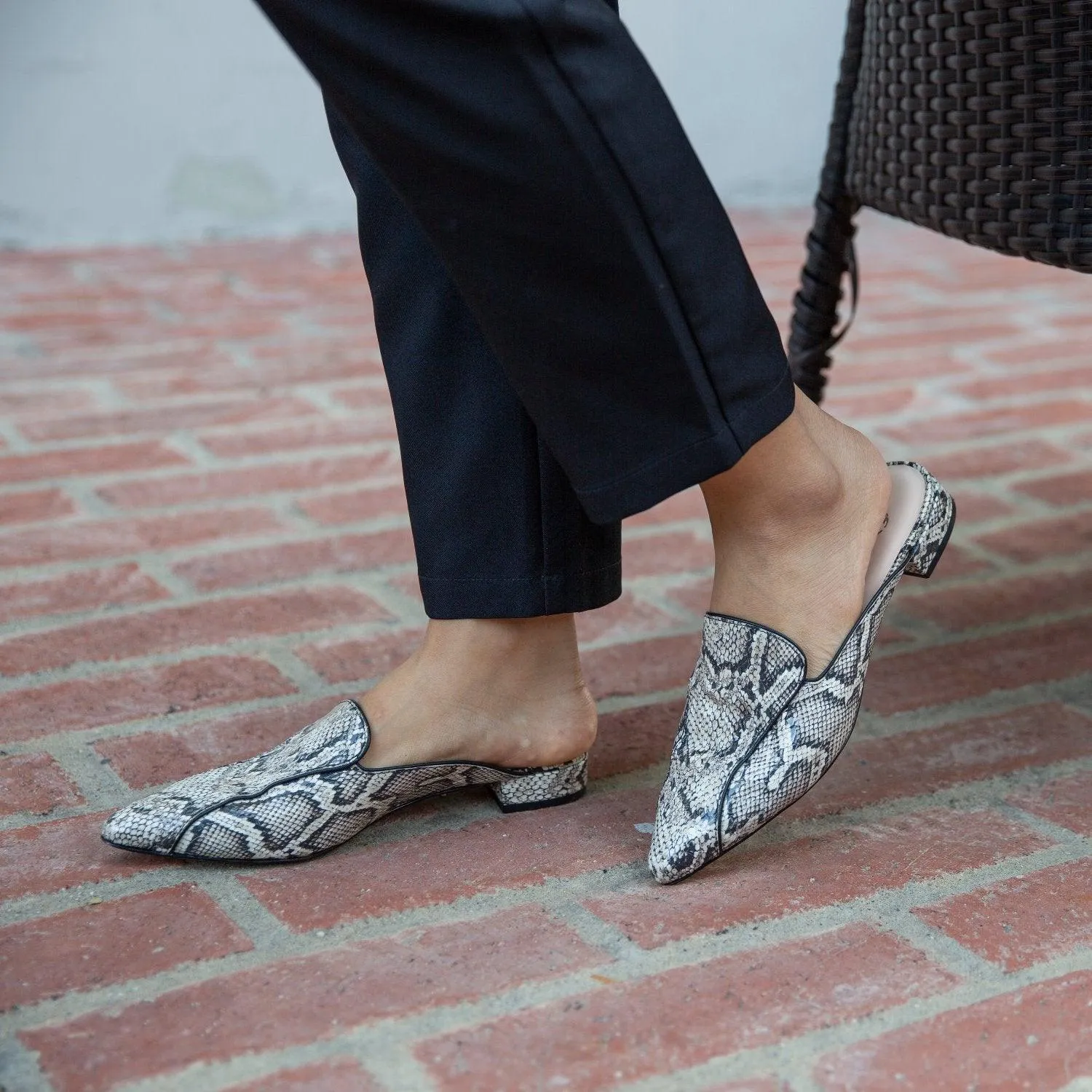 Python Pointed Loafer   Rattlesnake Black Marilyn Strap