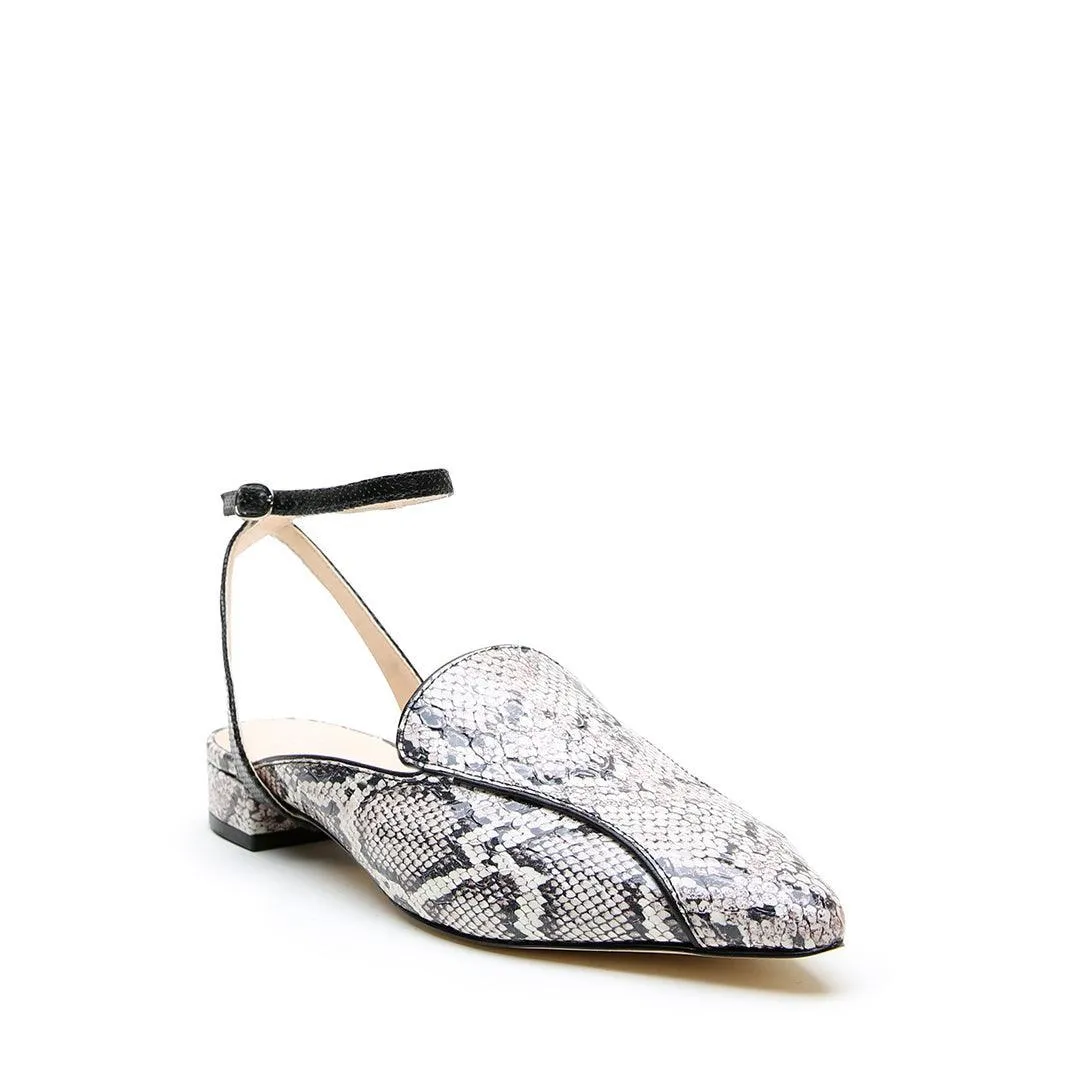 Python Pointed Loafer   Rattlesnake Black Marilyn Strap