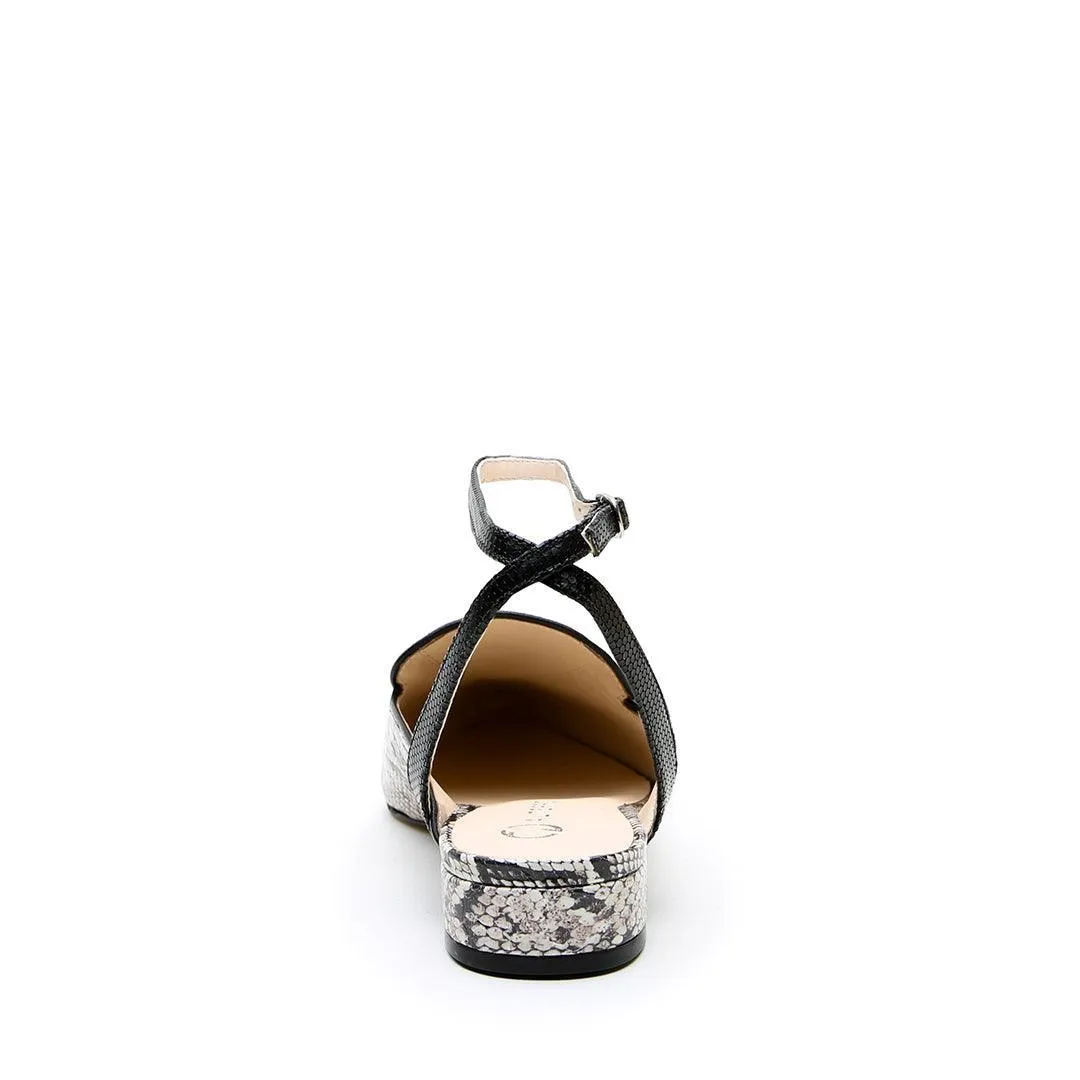 Python Pointed Loafer   Rattlesnake Black Marilyn Strap