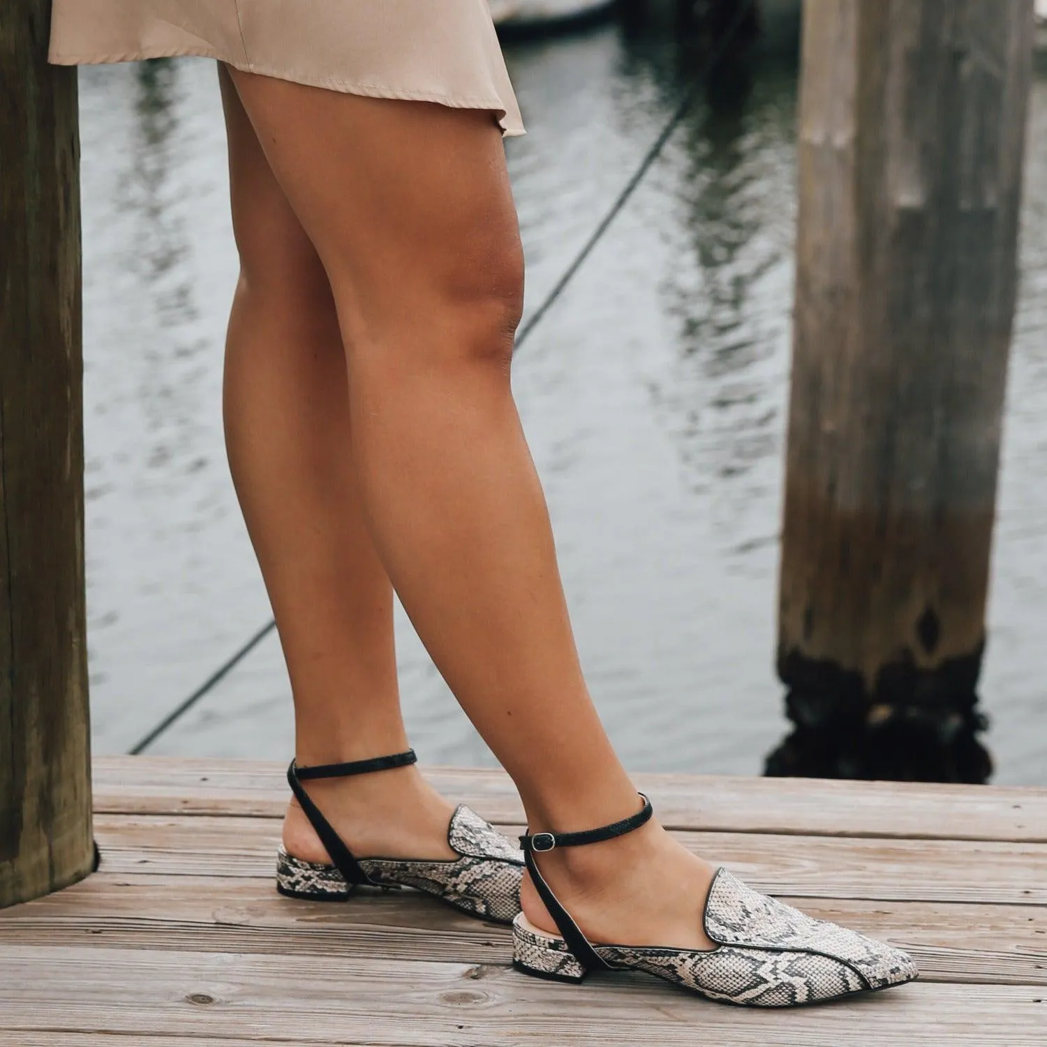 Python Pointed Loafer   Rattlesnake Black Marilyn Strap