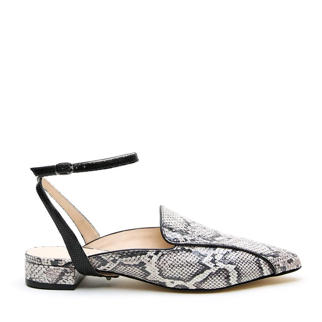 Python Pointed Loafer   Rattlesnake Black Marilyn Strap