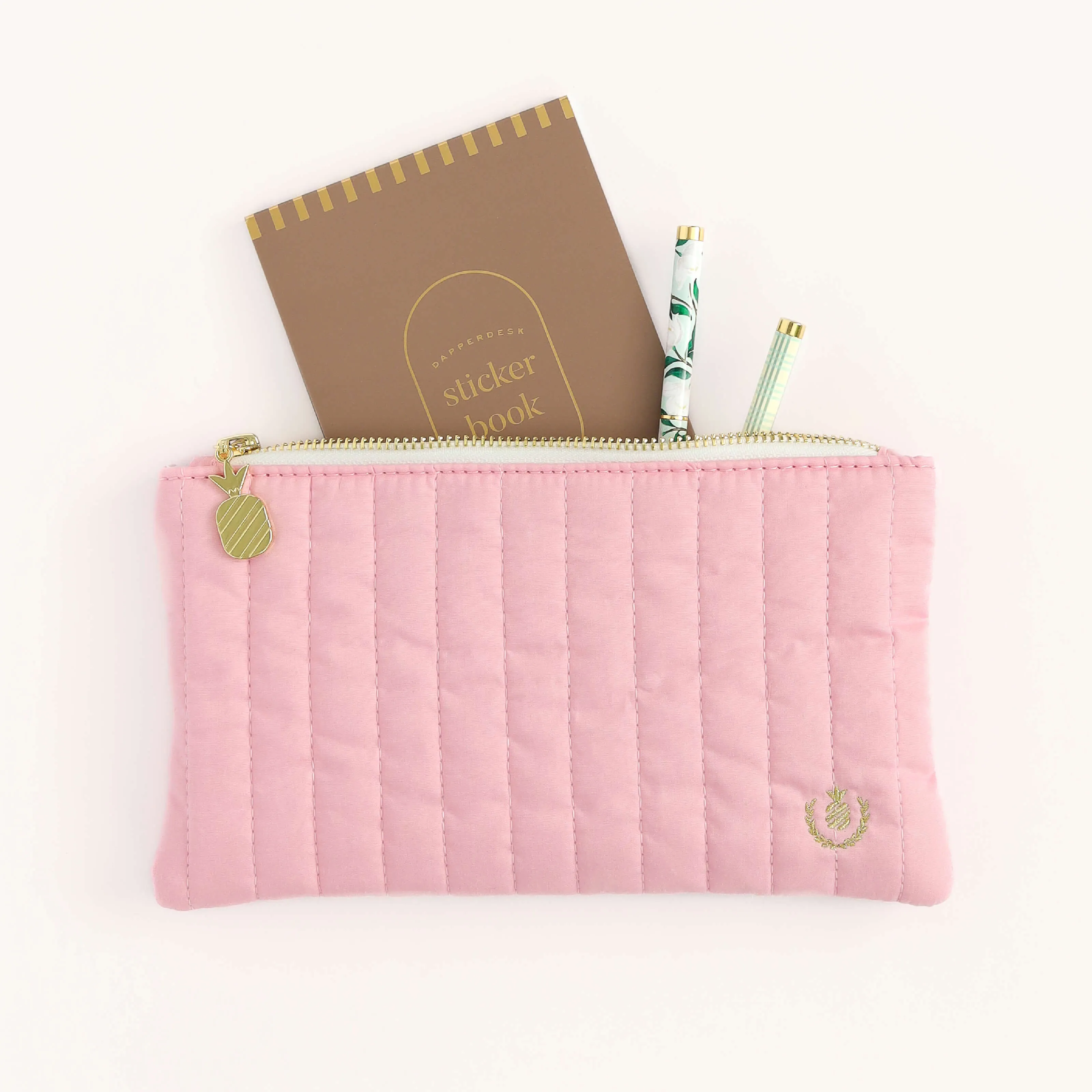 Quilted Pencil Pouch - Blush
