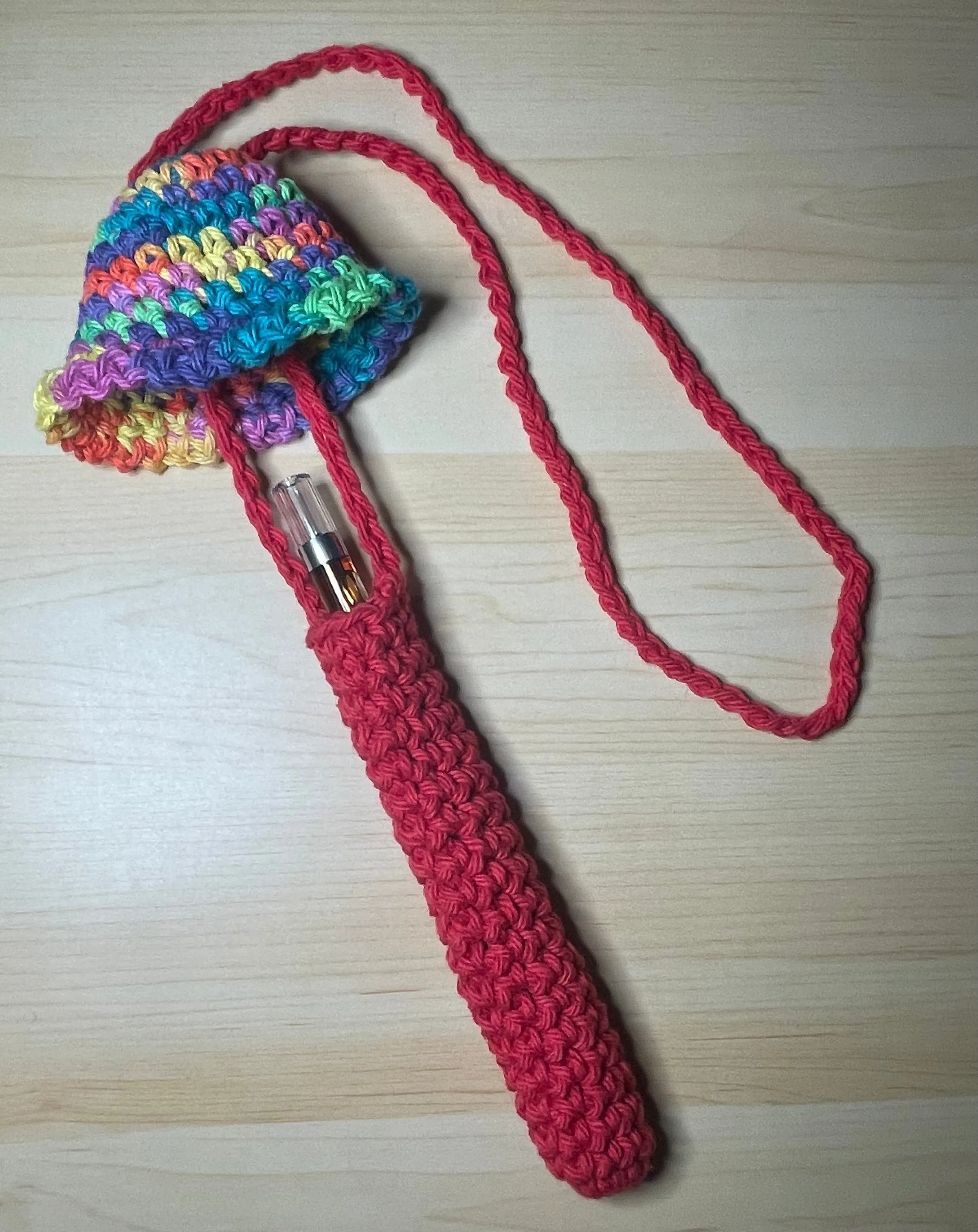 Red & Rainbow Regular Mushroom Storage Necklace
