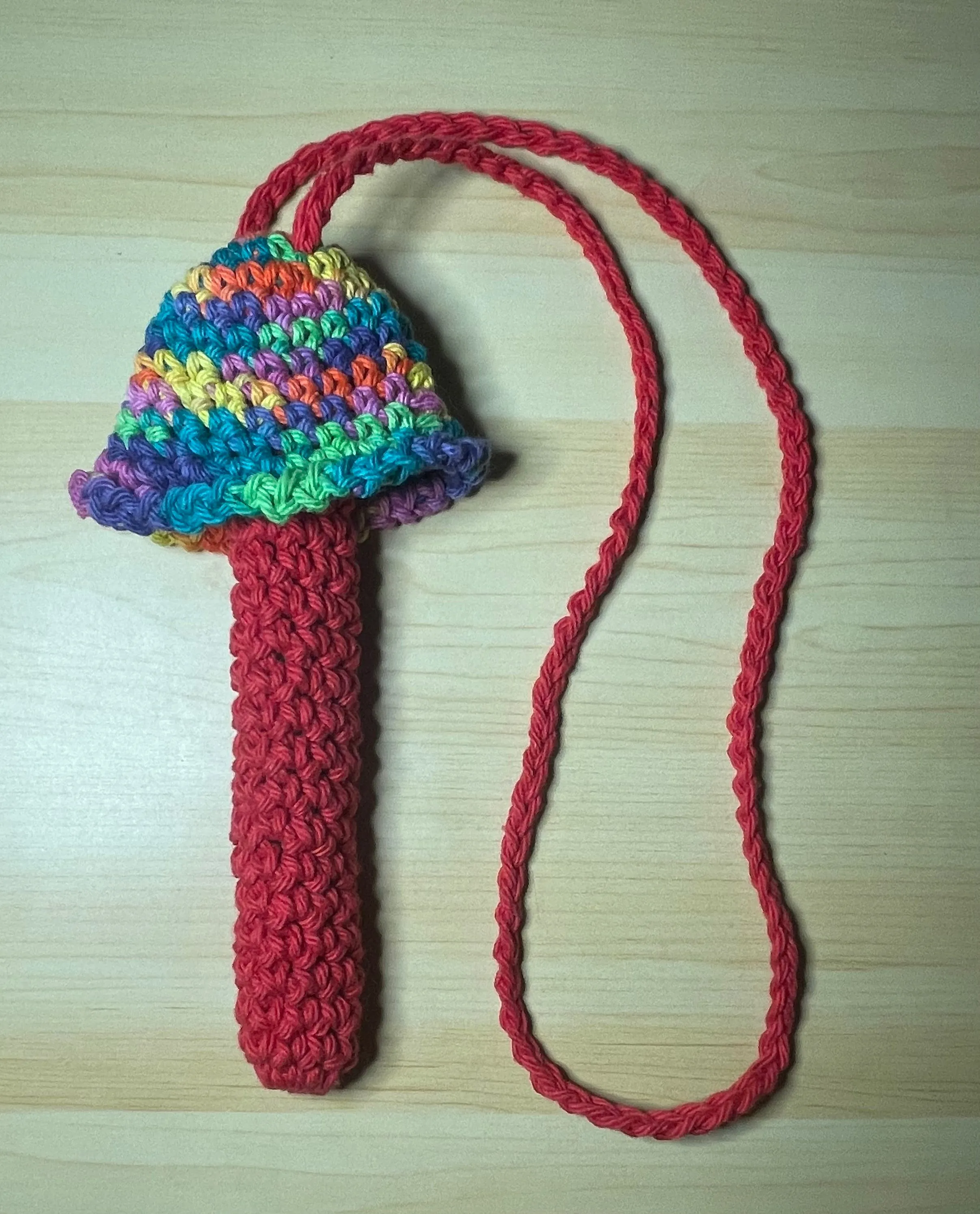 Red & Rainbow Regular Mushroom Storage Necklace