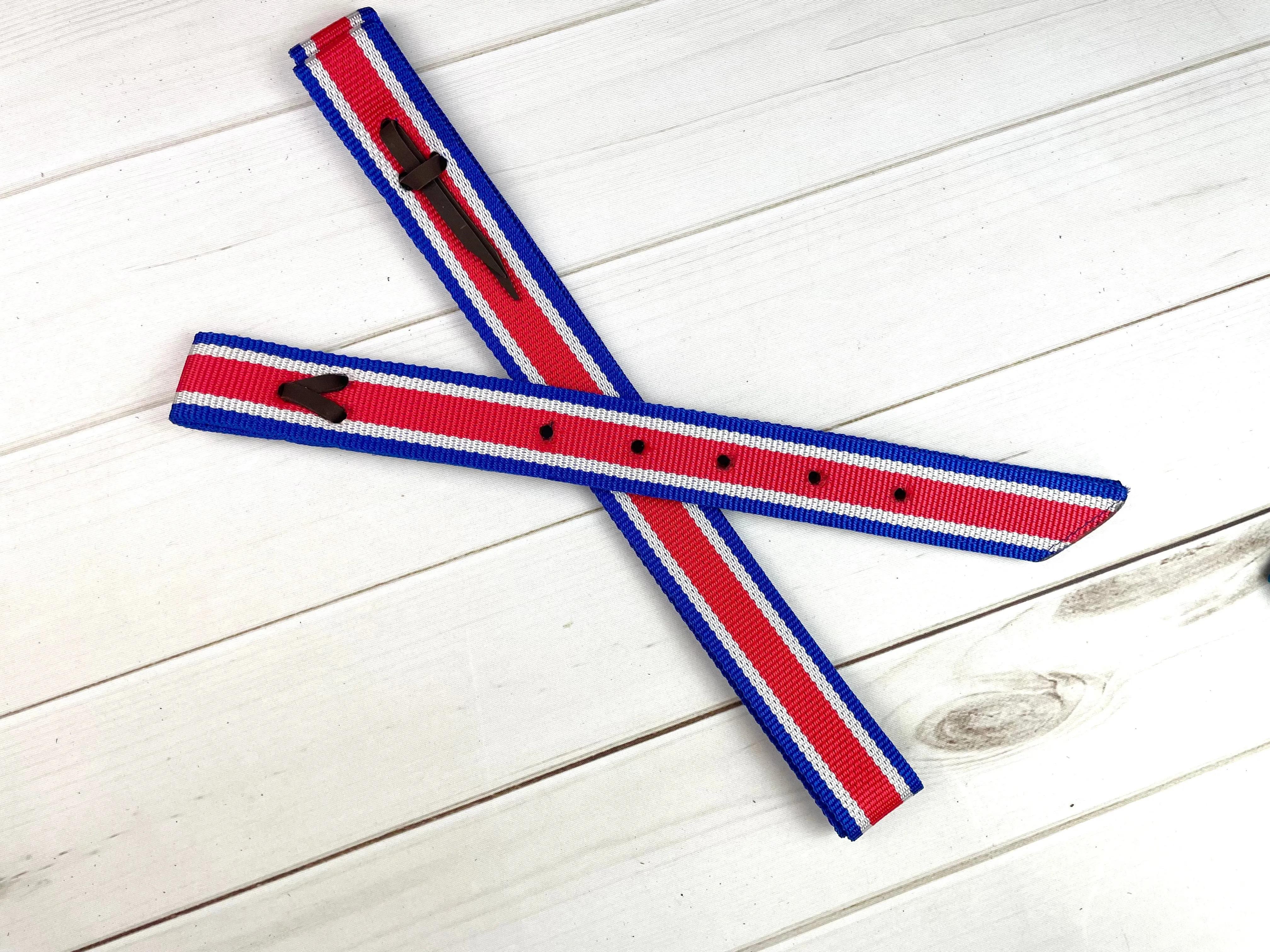 Red White Blue Strip Cinch Strap Set