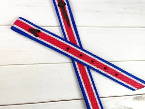 Red White Blue Strip Cinch Strap Set