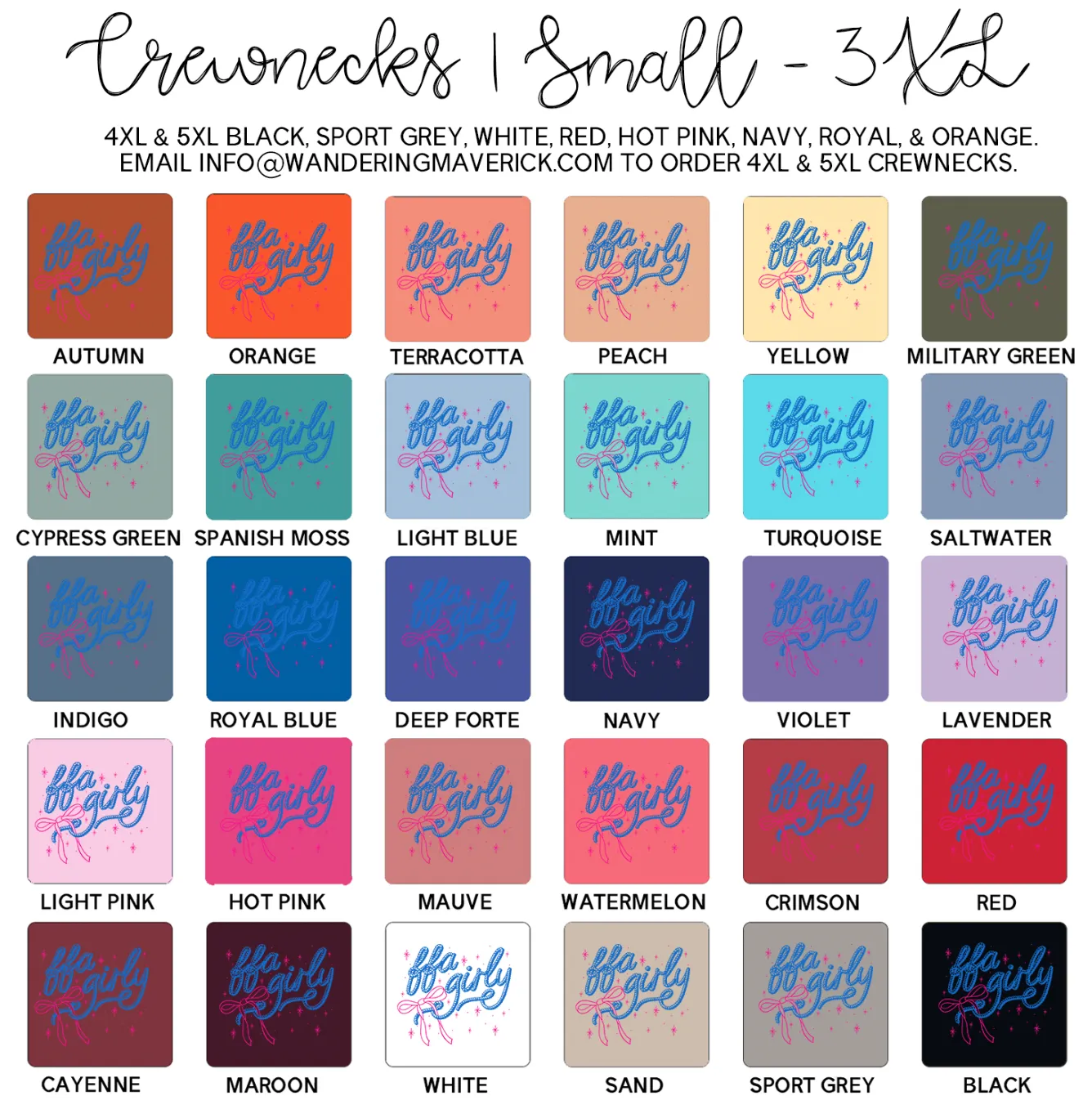Rope Bow FFA Girly Crewneck (S-3XL) - Multiple Colors!