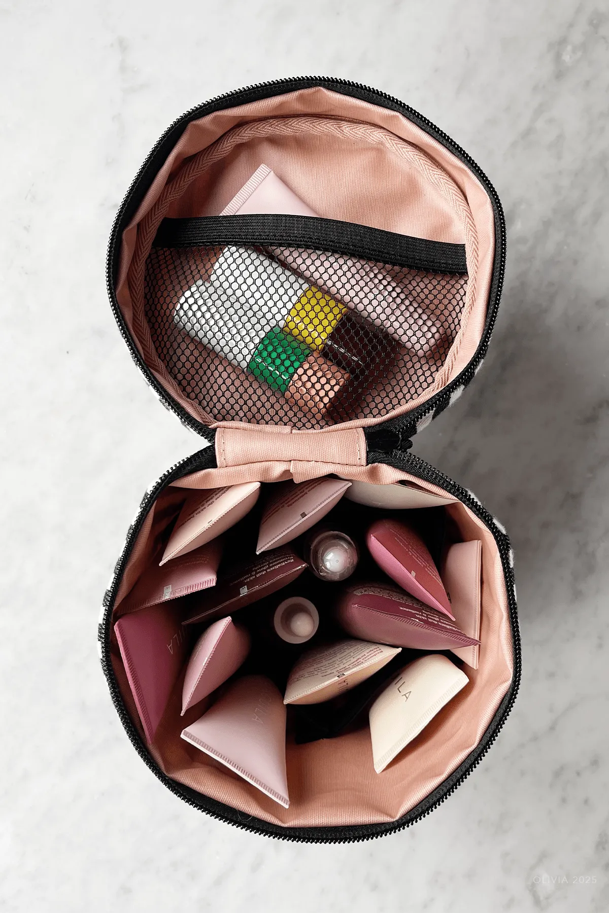 Round My Skin Care Case in Striped