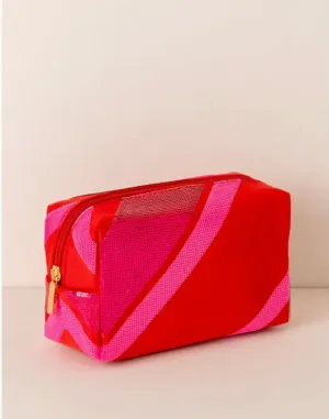 Sequin Red and Pink Diagonal Pouch