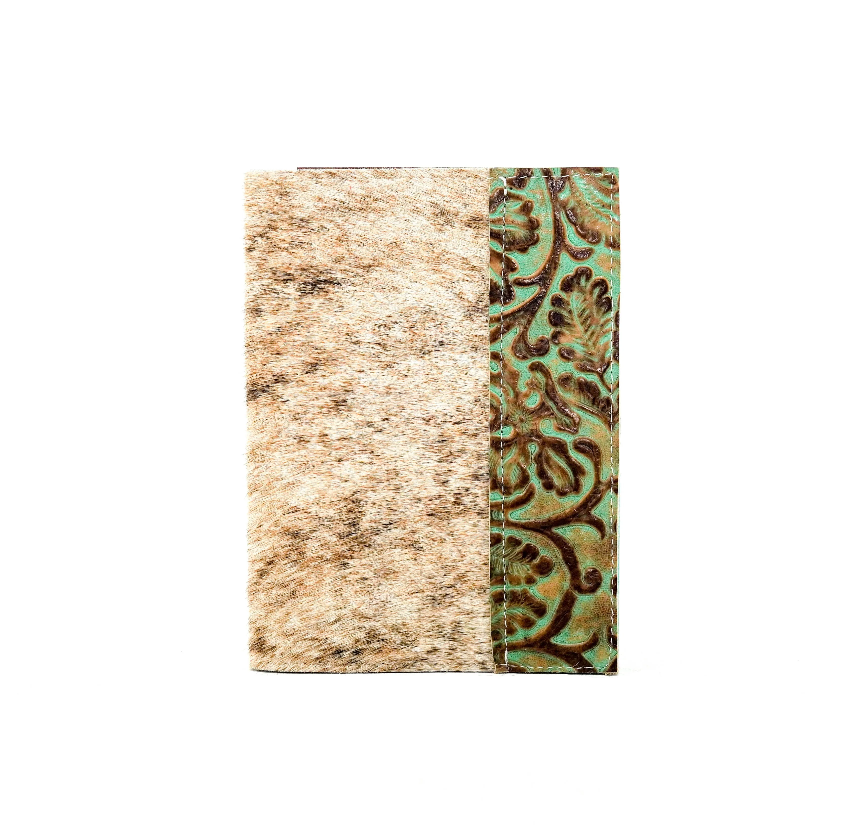 Small Notepad Cover - Light Brindle w/ Turquoise tool