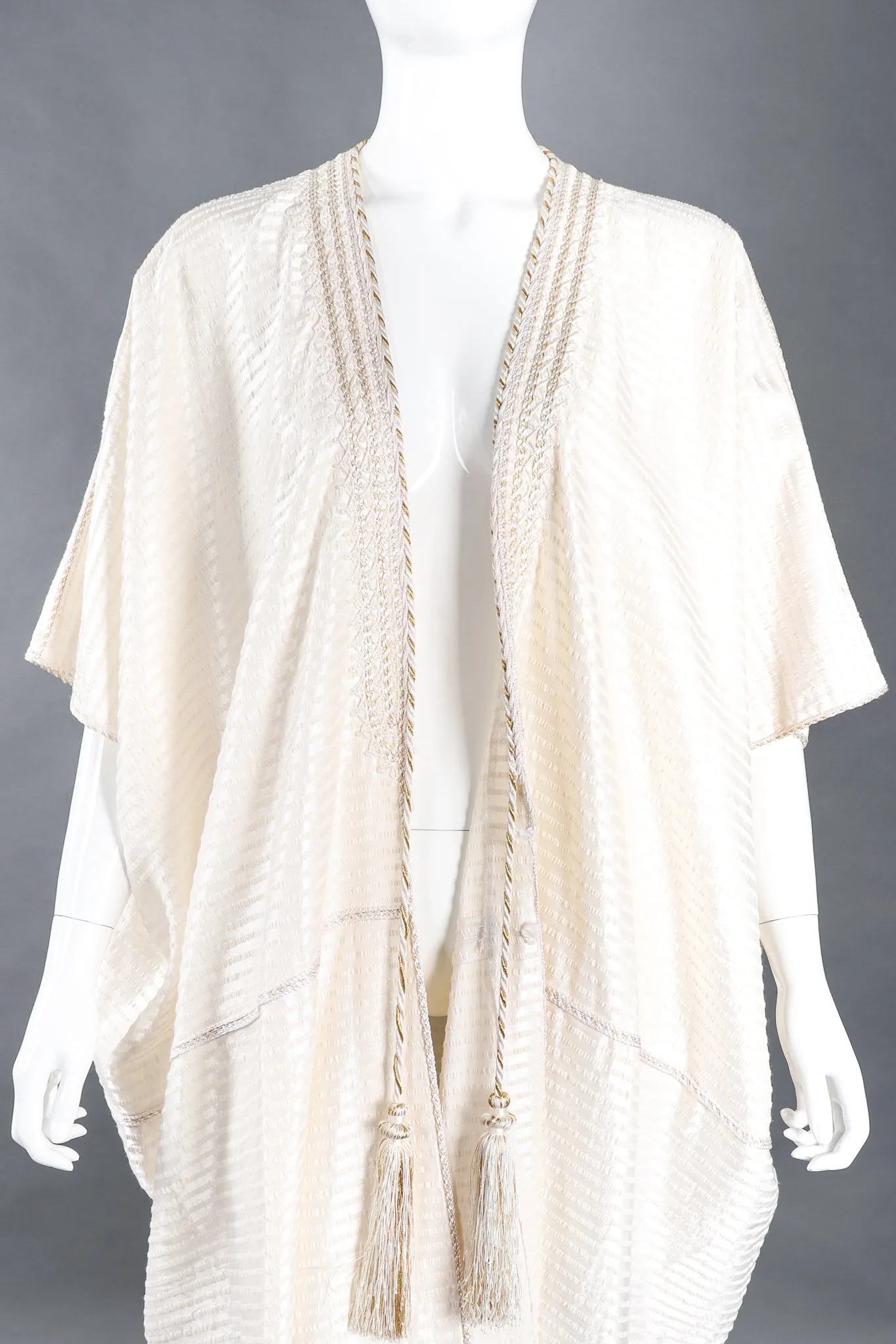 Striped Satin Seersucker Caftan Robe