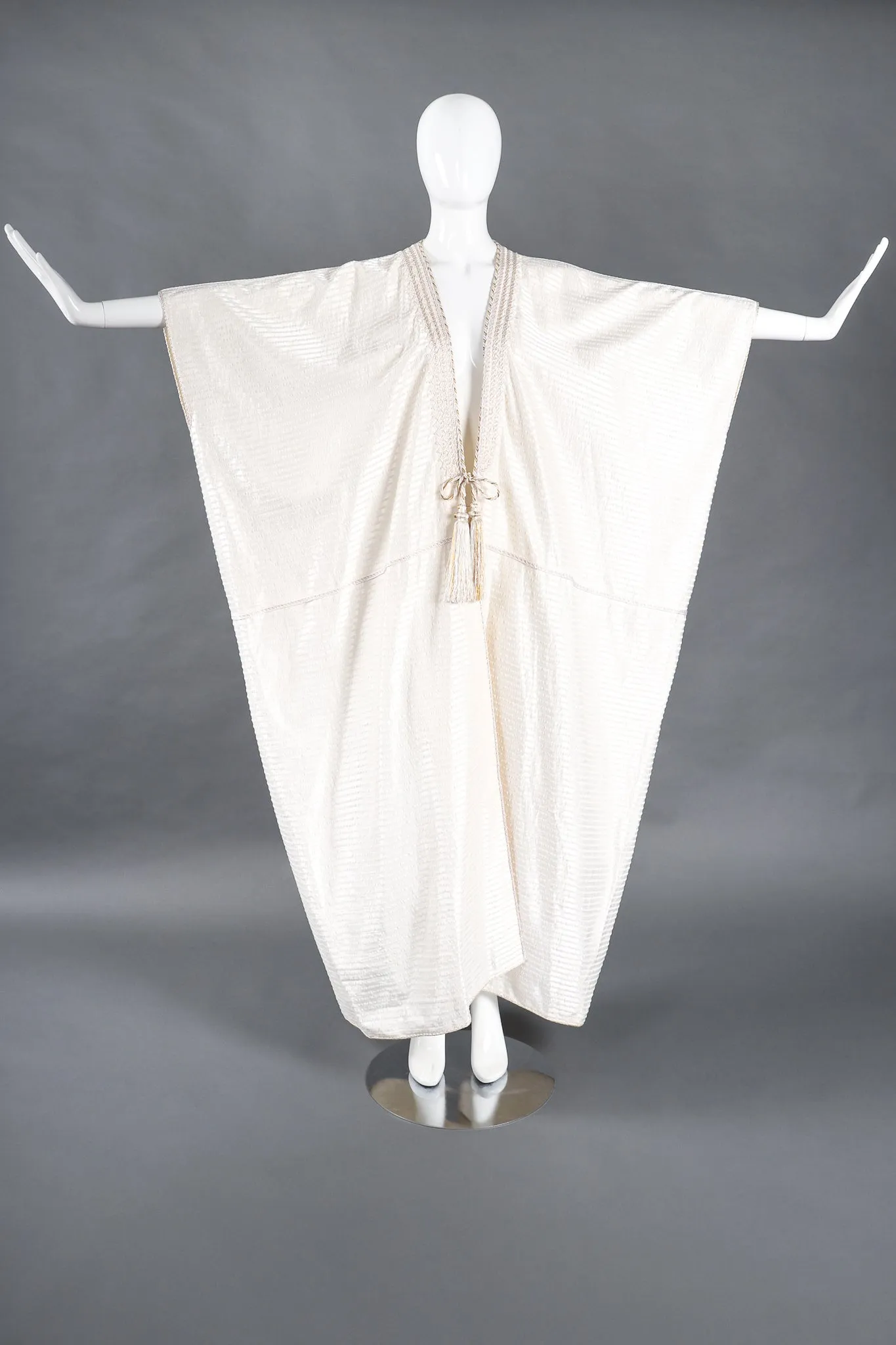 Striped Satin Seersucker Caftan Robe